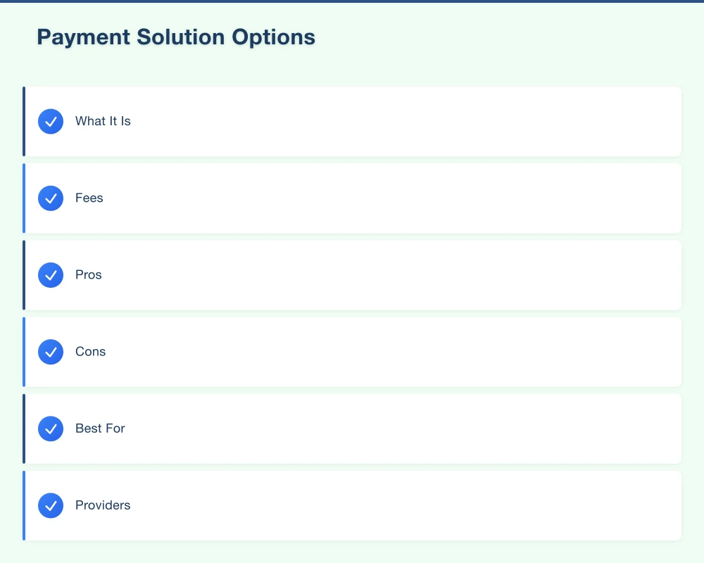 Payment Solution Options Infographic