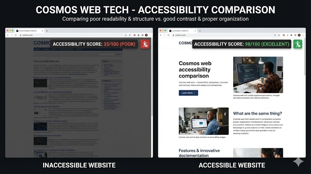 Accessibility comparison - Inaccessible vs Accessible website examples