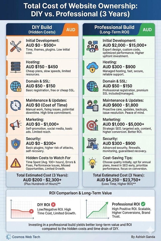 Cosmos Web Tech Pricing Packages - Basic, Professional, Advanced, Enterprise