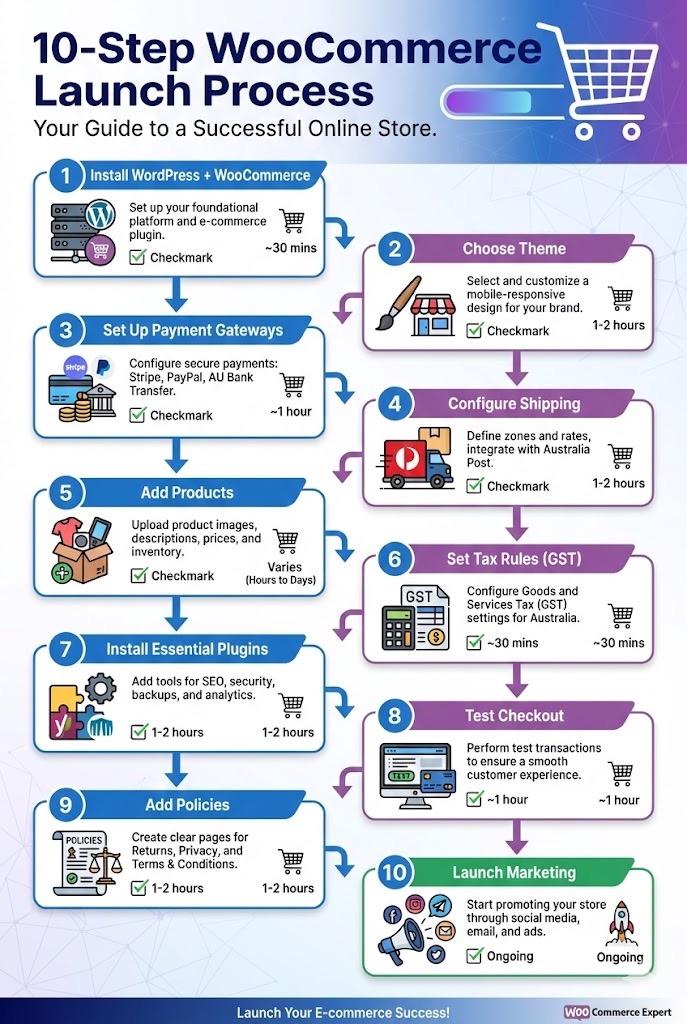 10-Step WooCommerce Launch Process infographic